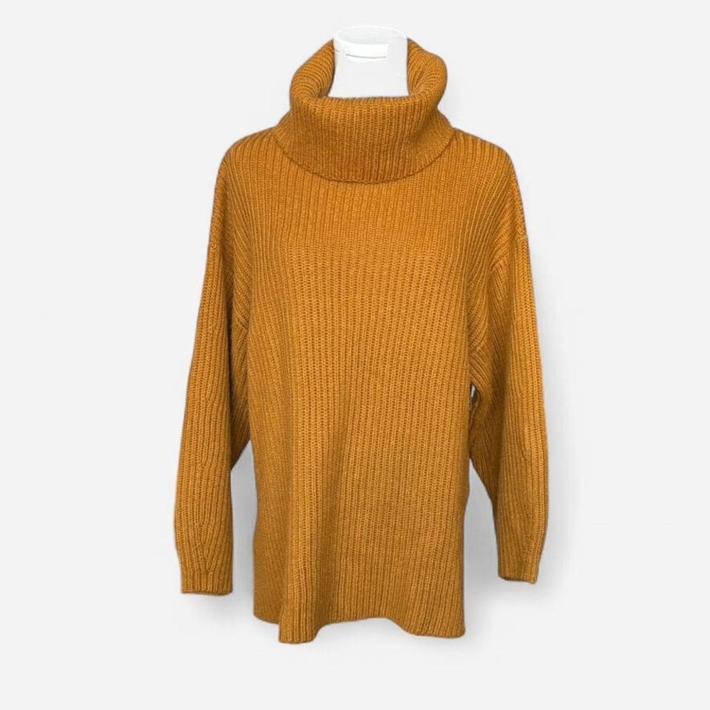 TOPSHOP‎ Mustard Yellow Ribbed Knit Turtleneck Sweater